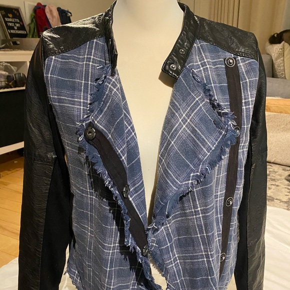 Free People / plaid vegan leather jacket - Picture 1 of 5